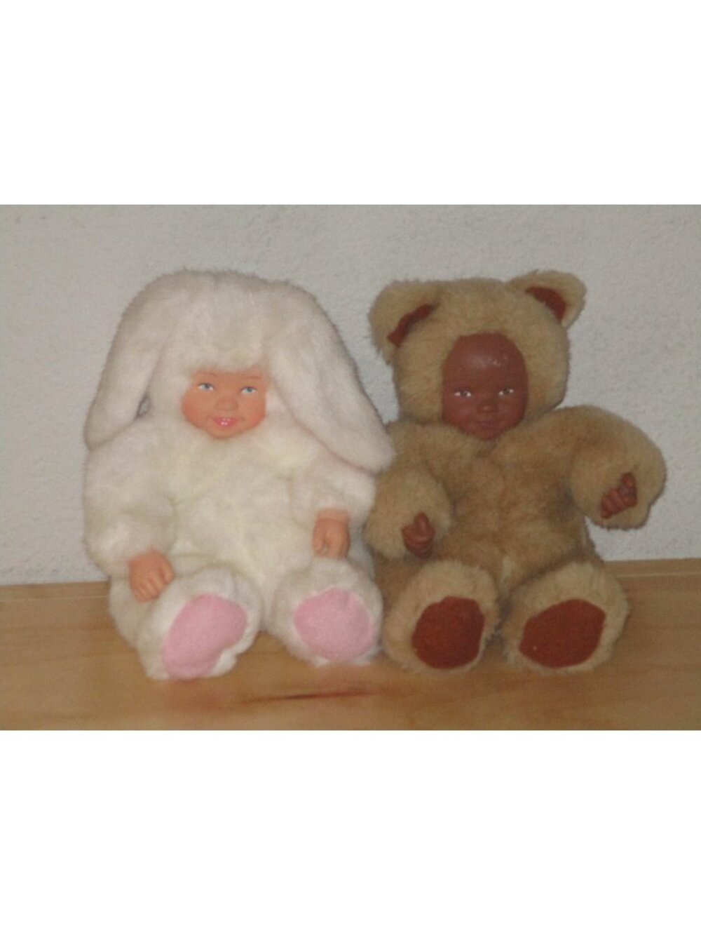 Anne Geddes Bear and Bunny Baby Dolls Stuffed Animals Plushies Vintage 1997 Good